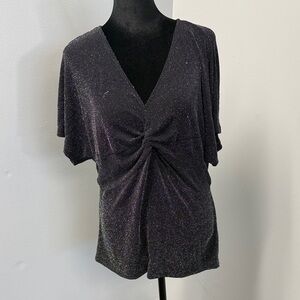 Maurices Black Shimmer V-Neck Blouse